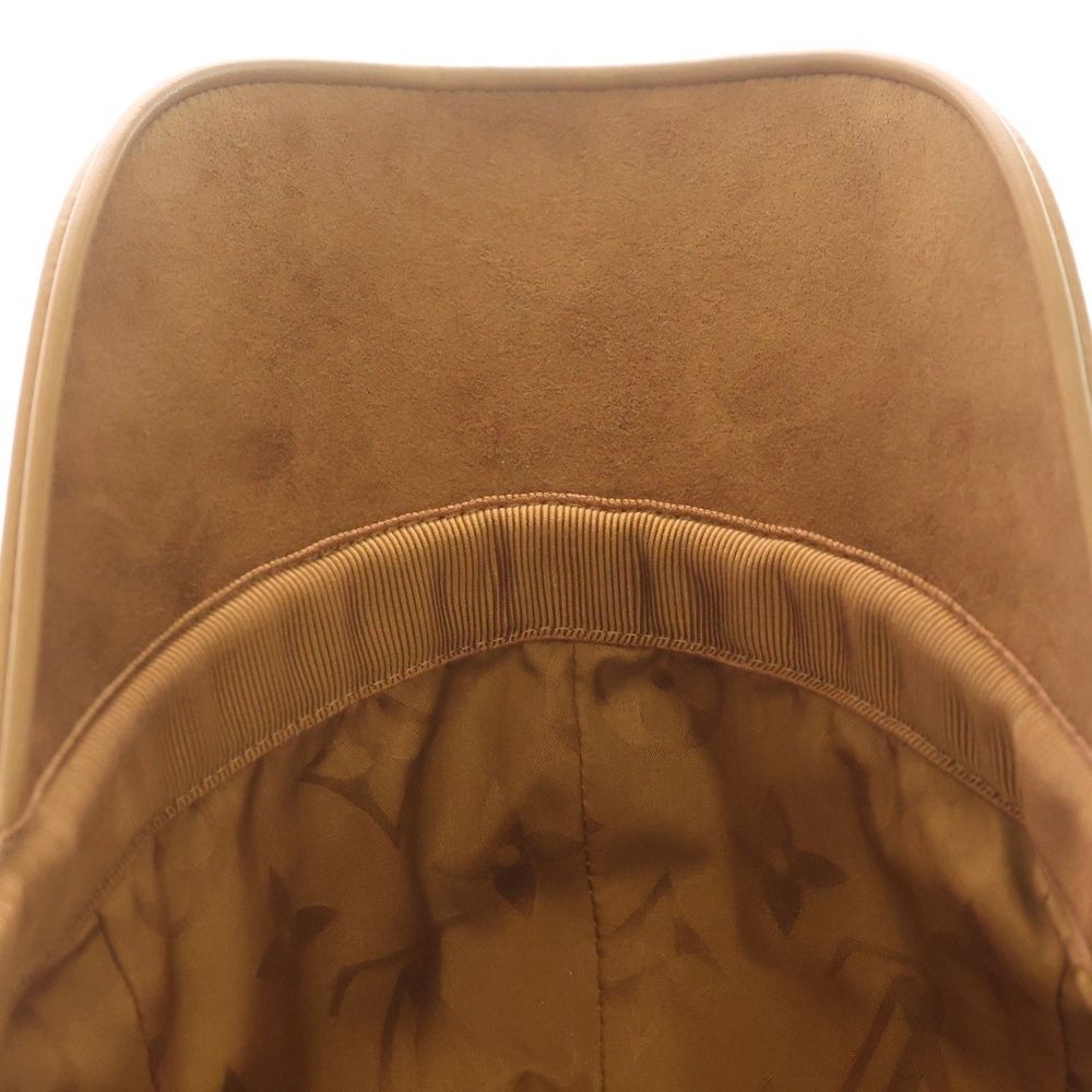 Louis Vuitton Monogram Metal Logo Lambskin Cap Beige Hat — view 6