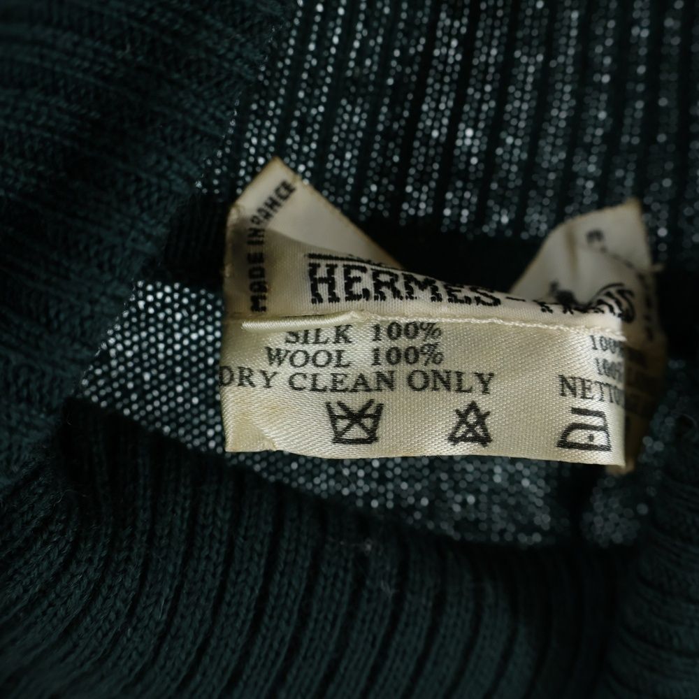 Hermes High Neck Ribbed Knit Sweater Top Green — view 8
