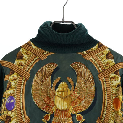 Hermes High Neck Ribbed Knit Sweater Top Green — view 3