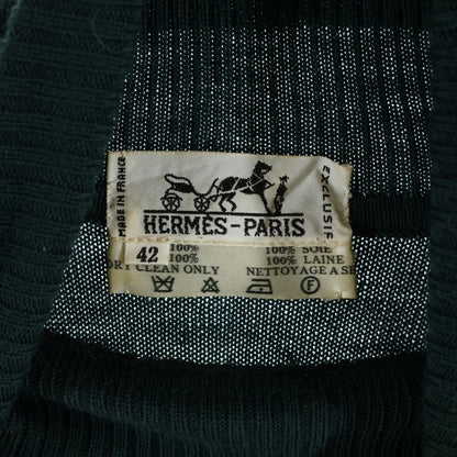 Hermes High Neck Ribbed Knit Sweater Top Green — view 7