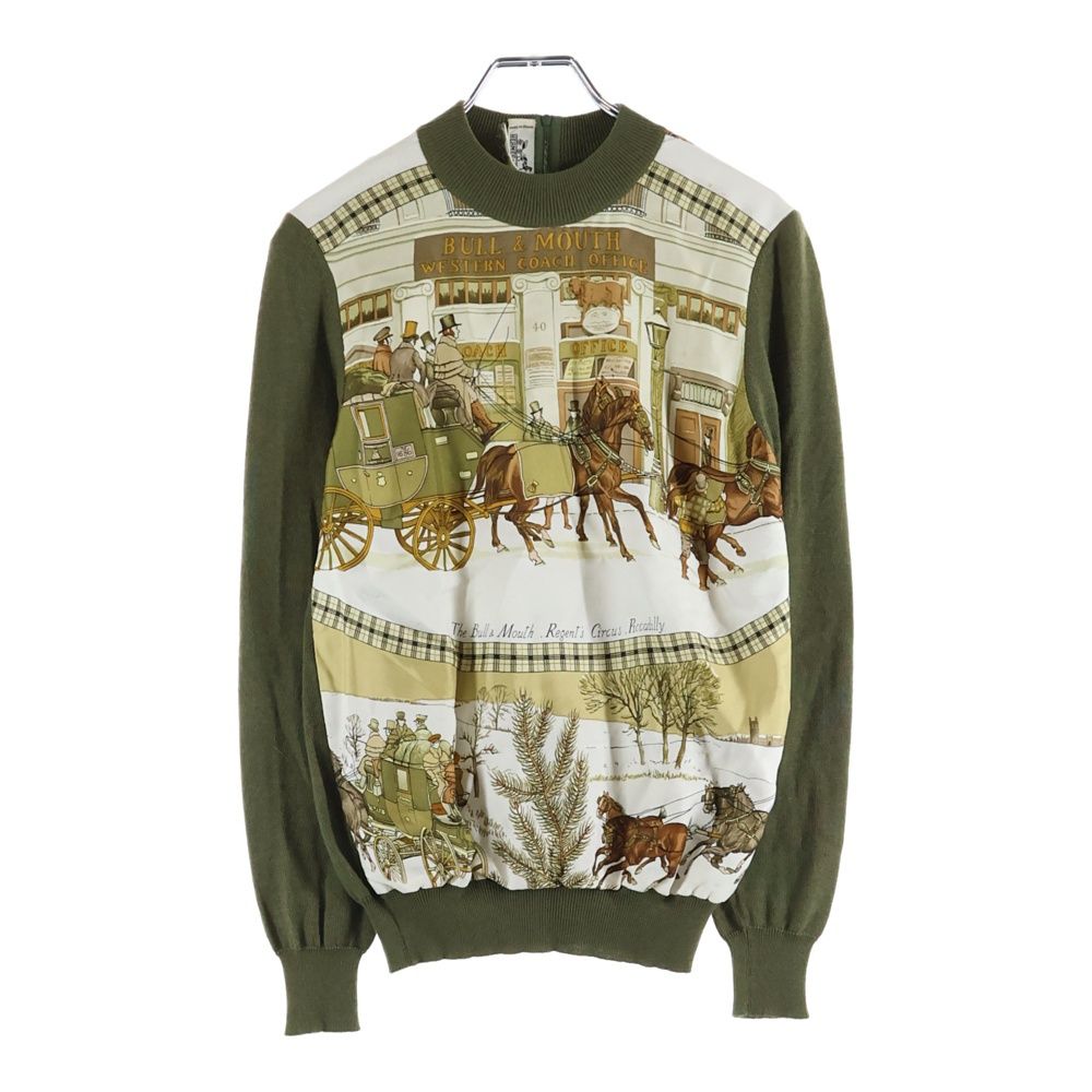Hermes Winter Mail Knit Sweater Top Khaki