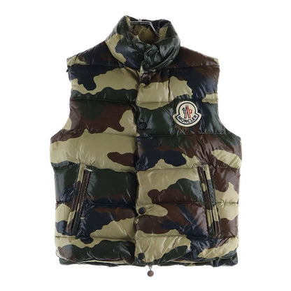 Moncler Tibet Logo Patch Camo Zip Up Nylon Down Jacket Vest Khaki 50