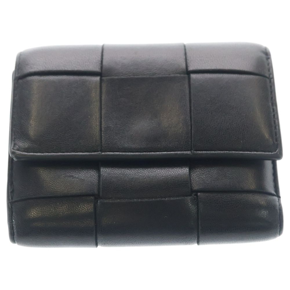 Bottega Veneta Cassette Maxi Intrecciato Leather Wallet Trifold Black