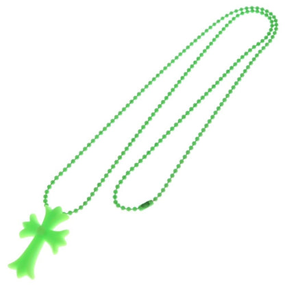 Chrome Hearts Fno Rubber CH Crs Sml Small CH Cross Necklace Silicone Green — view 2