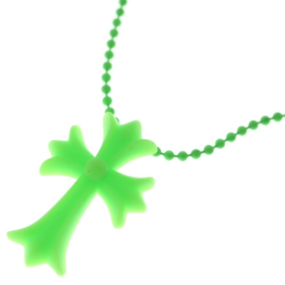 Chrome Hearts Fno Rubber CH Crs Sml Small CH Cross Necklace Silicone Green