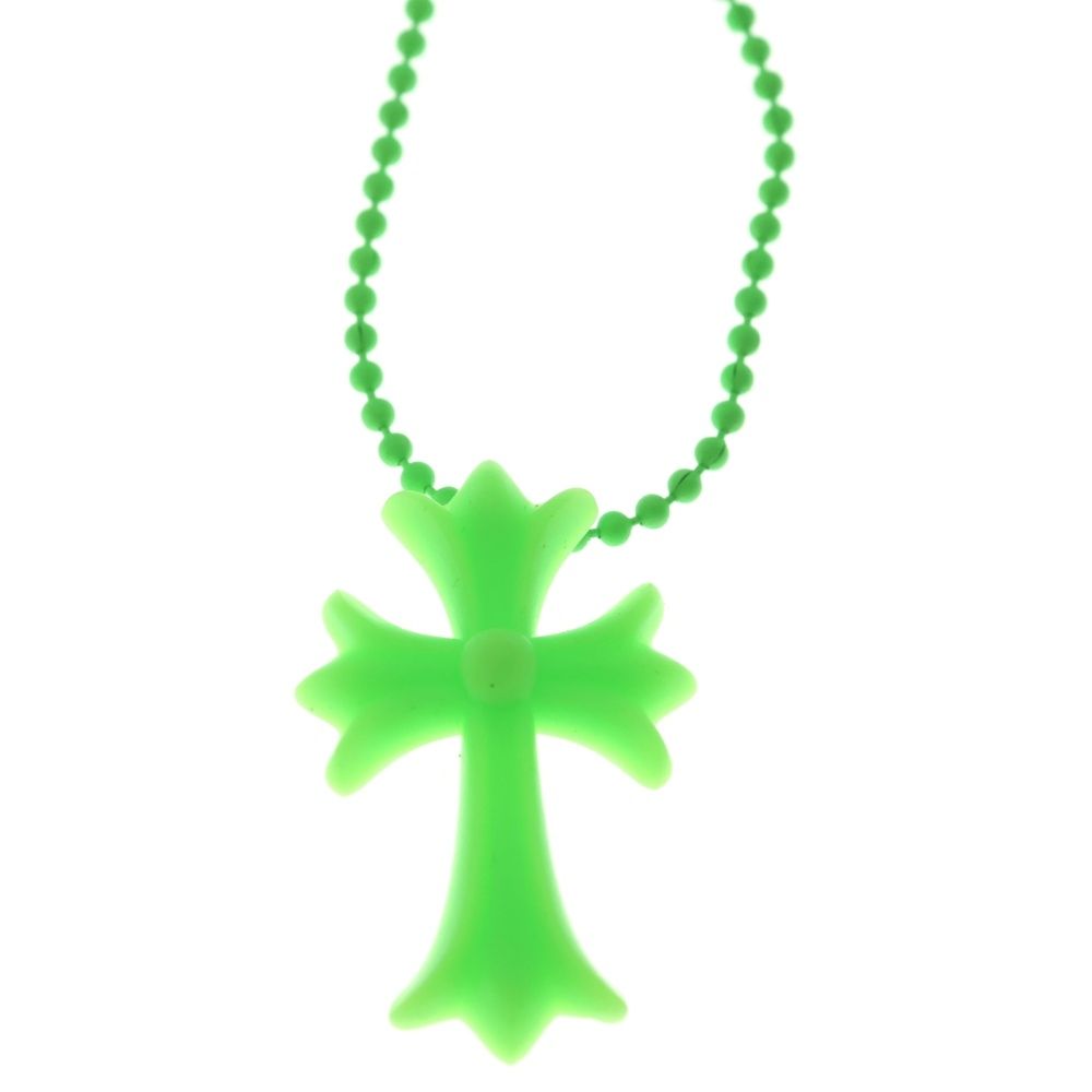 Chrome Hearts Fno Rubber CH Crs Sml Small CH Cross Necklace Silicone Green — view 3