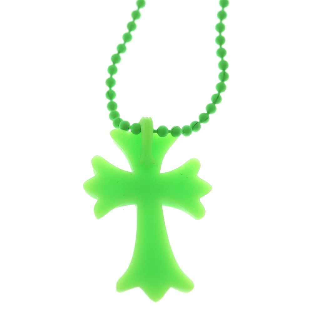 Chrome Hearts Fno Rubber CH Crs Sml Small CH Cross Necklace Silicone Green — view 4
