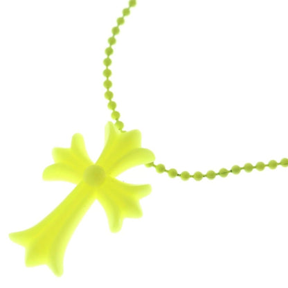 Chrome Hearts Fno Rubber CH Crs Sml Small CH Cross Necklace Silicone Yellow