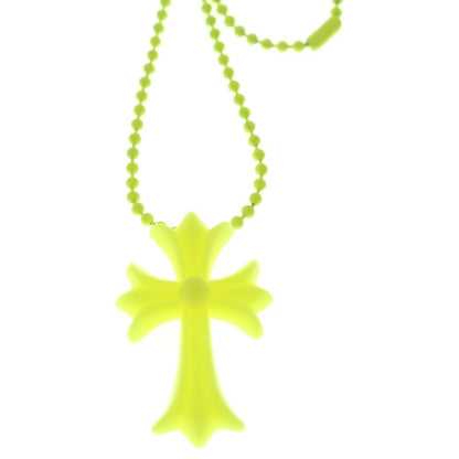 Chrome Hearts Fno Rubber CH Crs Sml Small CH Cross Necklace Silicone Yellow — view 3