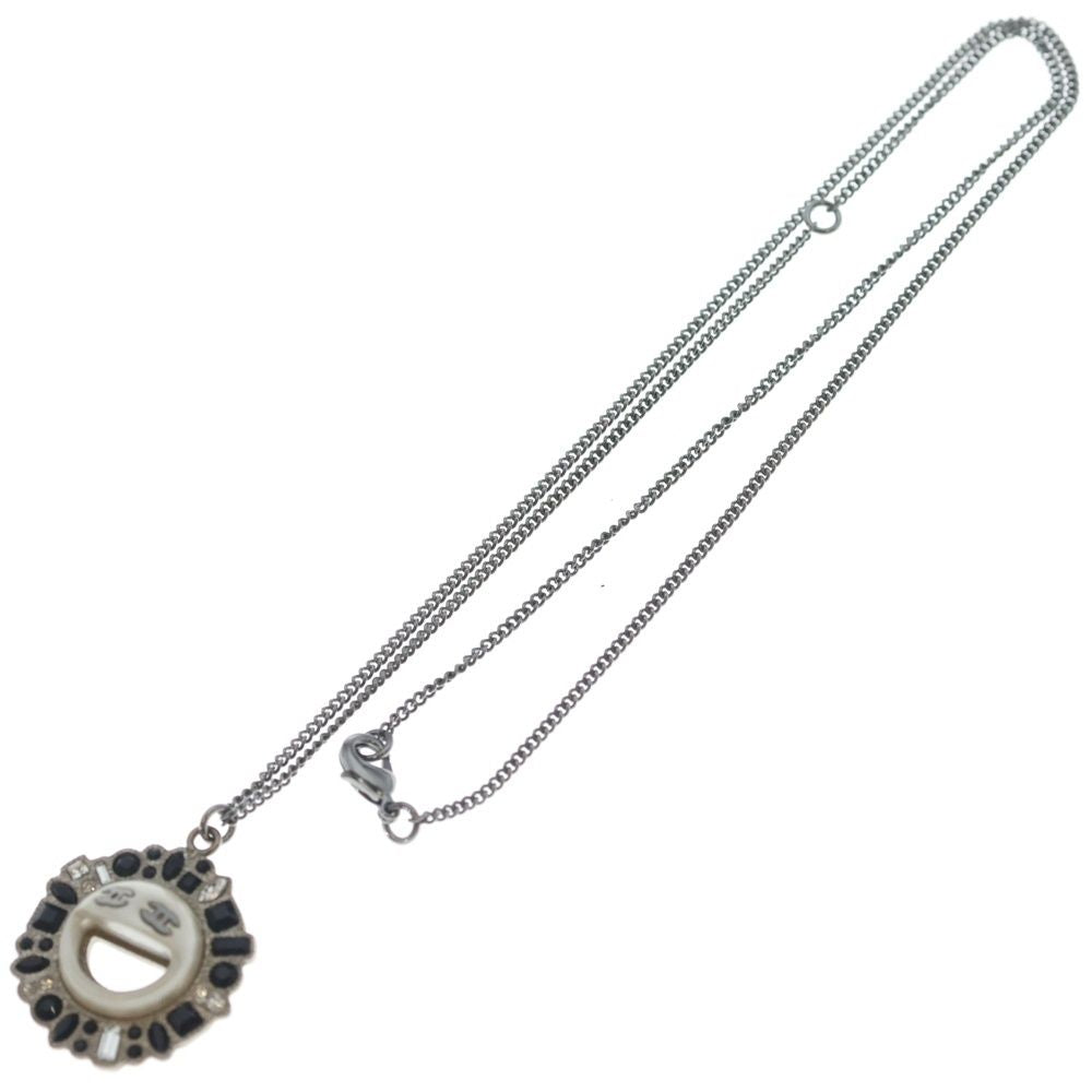 Chanel Smile Necklace Stone Pendant Chain Silver — view 2
