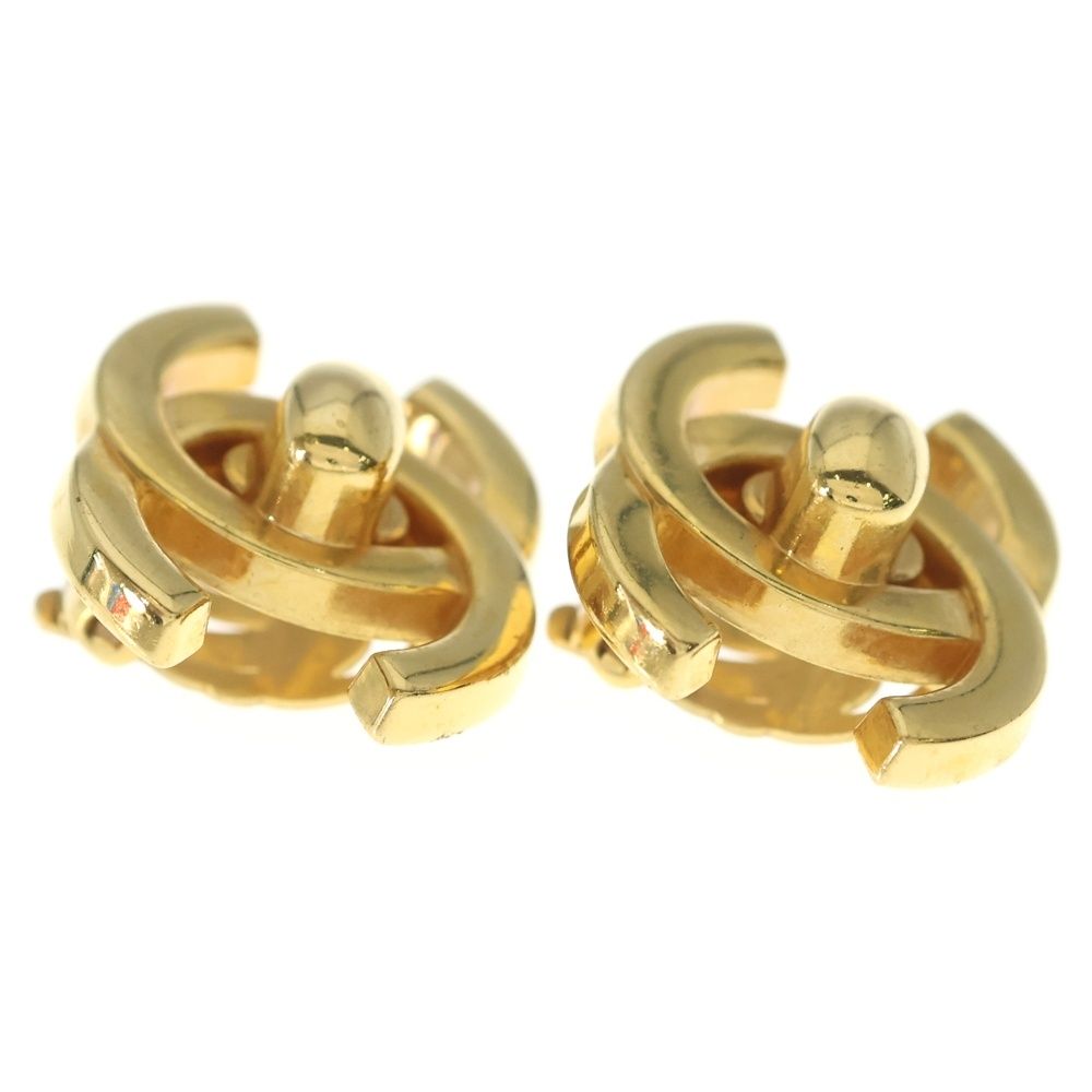 Chanel CC Logo Turnlock Earrings Gold — view 3
