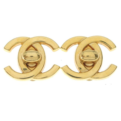 Chanel CC Logo Turnlock Earrings Gold