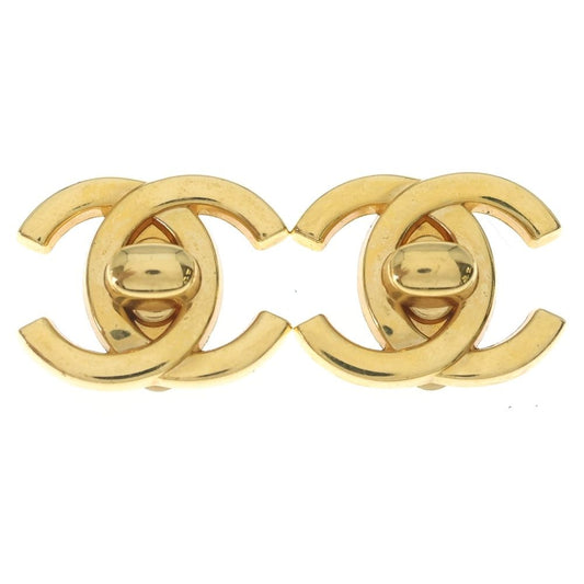 Chanel CC Logo Turnlock Earrings Gold