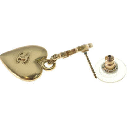 Chanel CC Logo Line Stone Heart Motif Earrings Gold — view 6