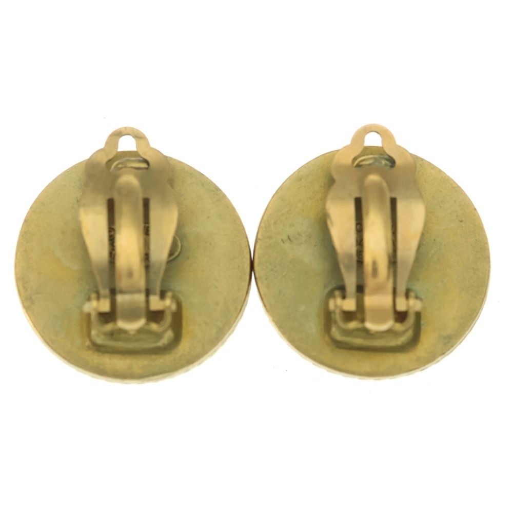 Chanel CC Logo Earrings Round Black White Gold — view 2