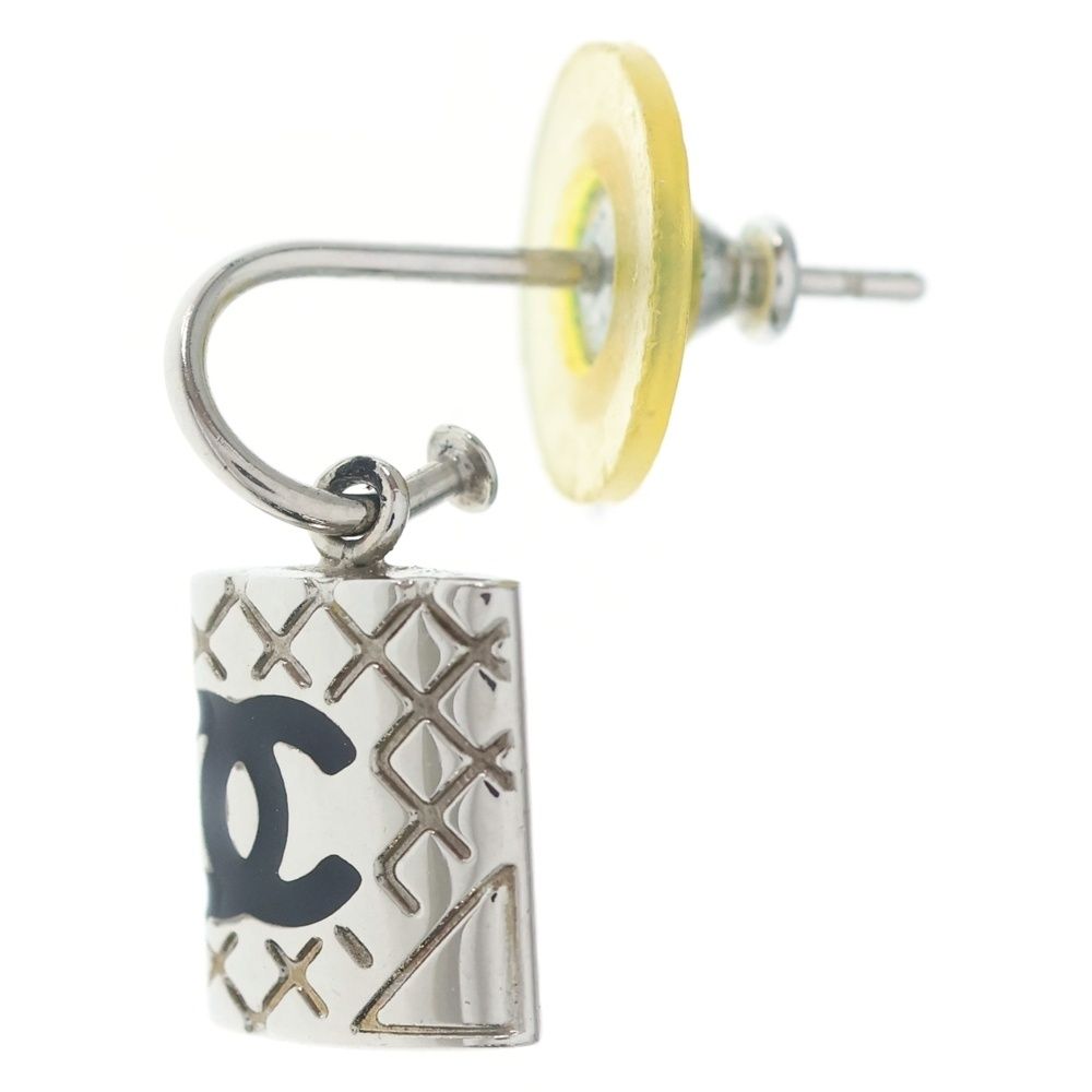 Chanel Cambon CC Logo Earrings Silver