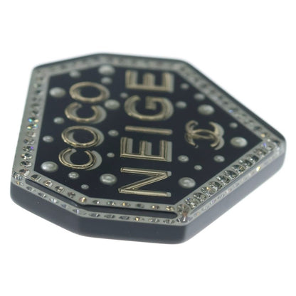 Chanel Coco Neige Brooch Pin Badge Black Silver — view 4