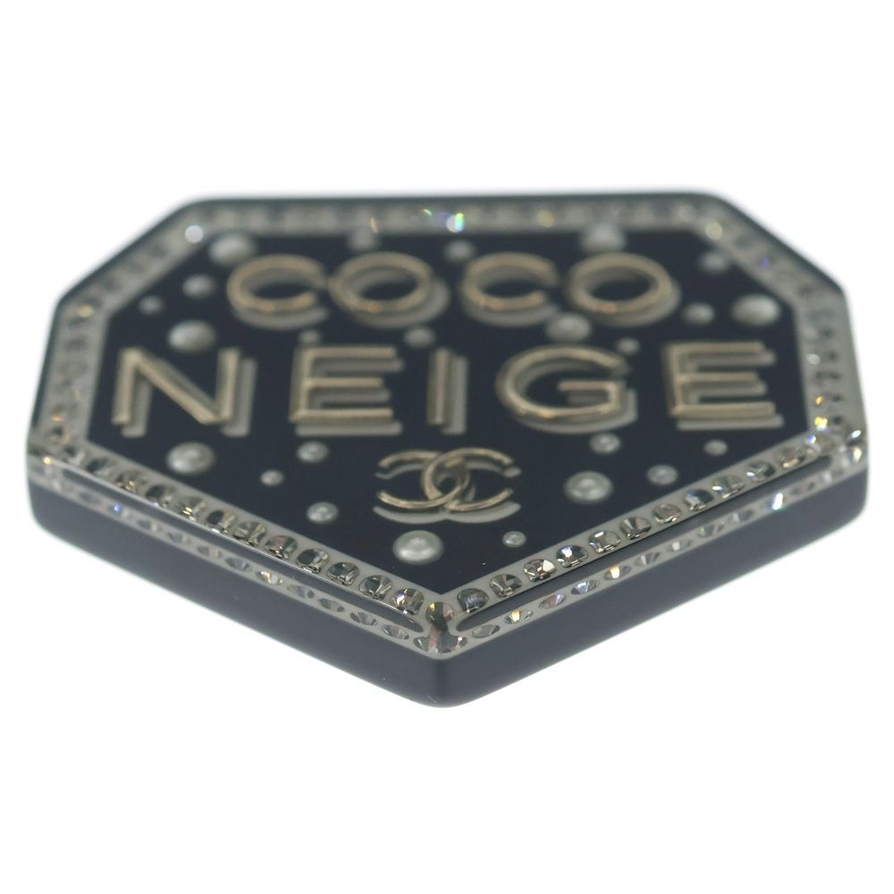 Chanel Coco Neige Brooch Pin Badge Black Silver — view 5