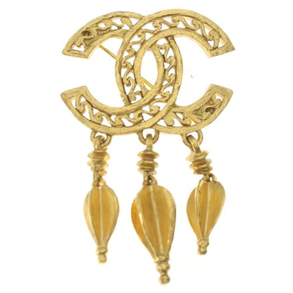 Chanel CC Logo Swing Pin Badge Brooch Gold