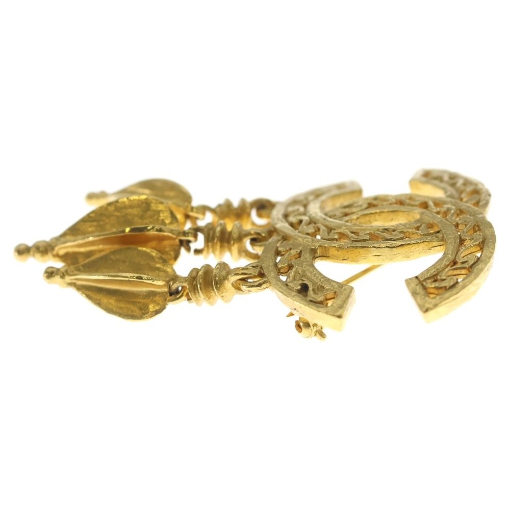 Chanel CC Logo Swing Pin Badge Brooch Gold — view 3