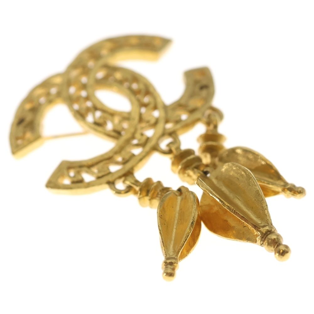 Chanel CC Logo Swing Pin Badge Brooch Gold — view 5