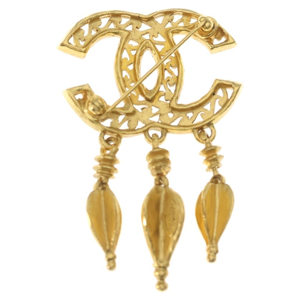 Chanel CC Logo Swing Pin Badge Brooch Gold — view 2