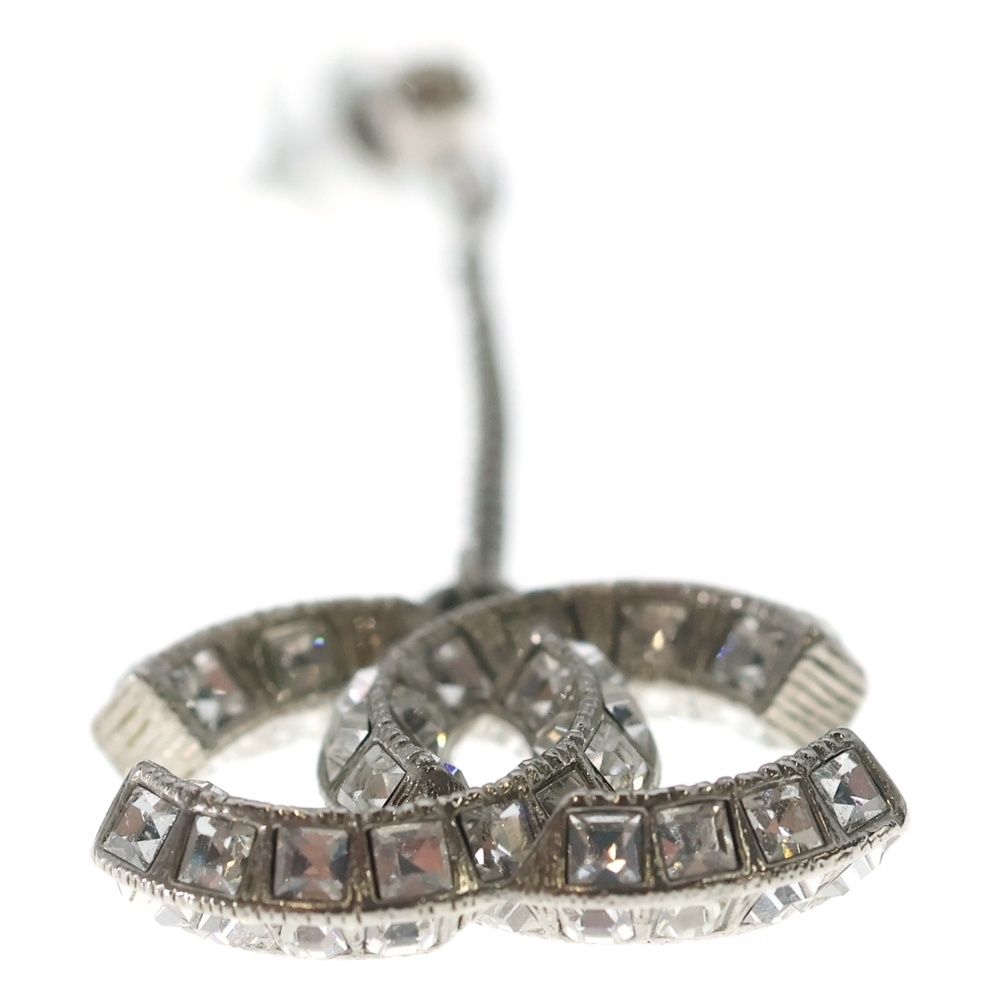 Chanel CC Logo Crystal Swing Earrings Silver — view 5