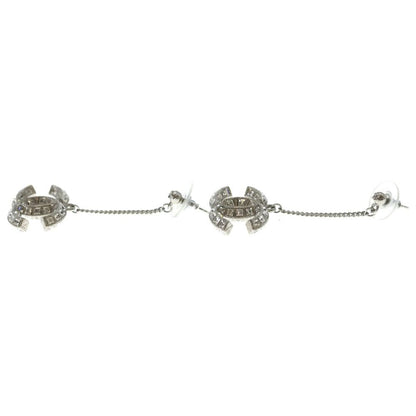 Chanel CC Logo Crystal Swing Earrings Silver — view 3