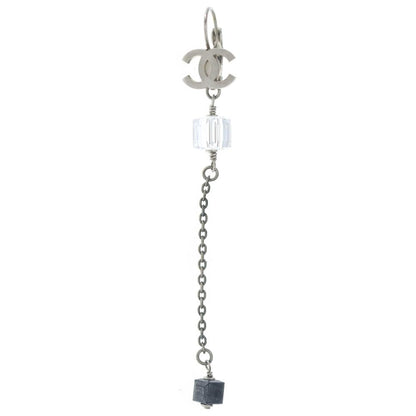 Chanel CC Logo Acrylic Cube Earrings Silver