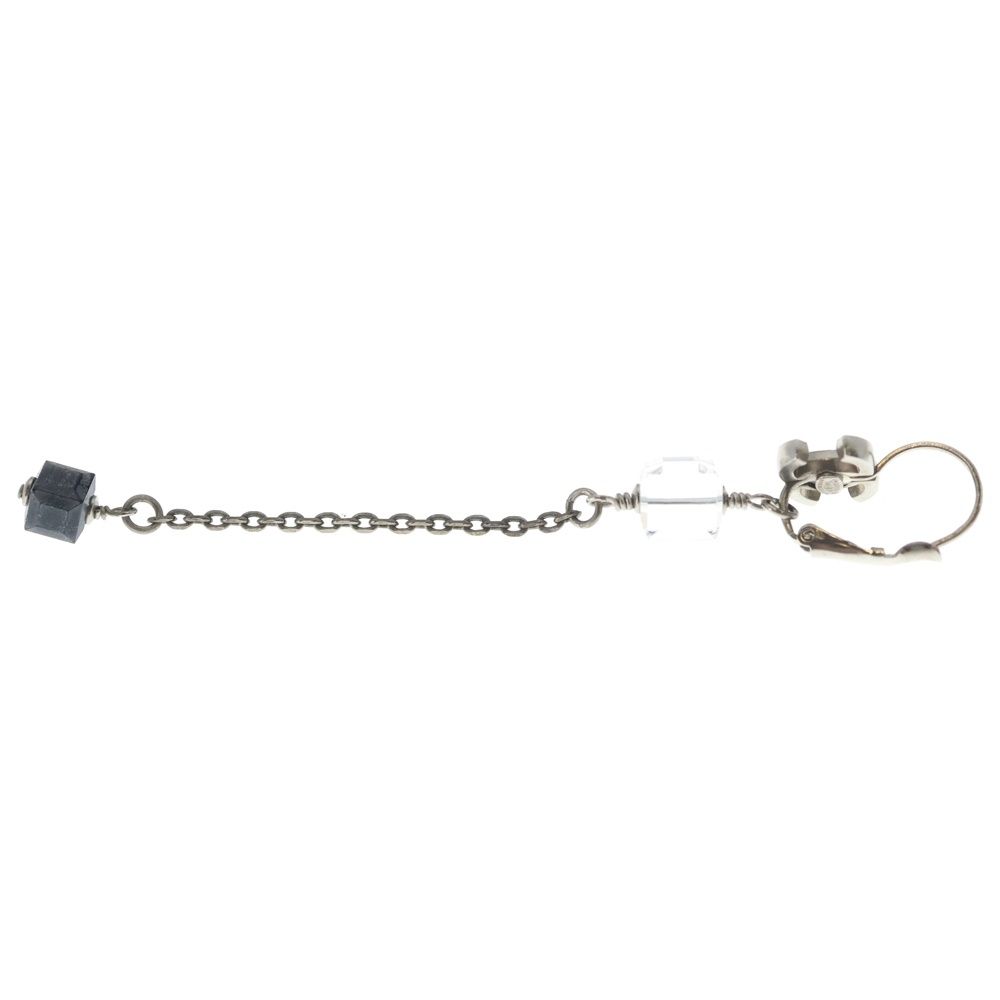 Chanel CC Logo Acrylic Cube Earrings Silver — view 3
