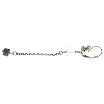 Chanel CC Logo Acrylic Cube Earrings Silver — view 3