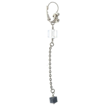 Chanel CC Logo Acrylic Cube Earrings Silver — view 2
