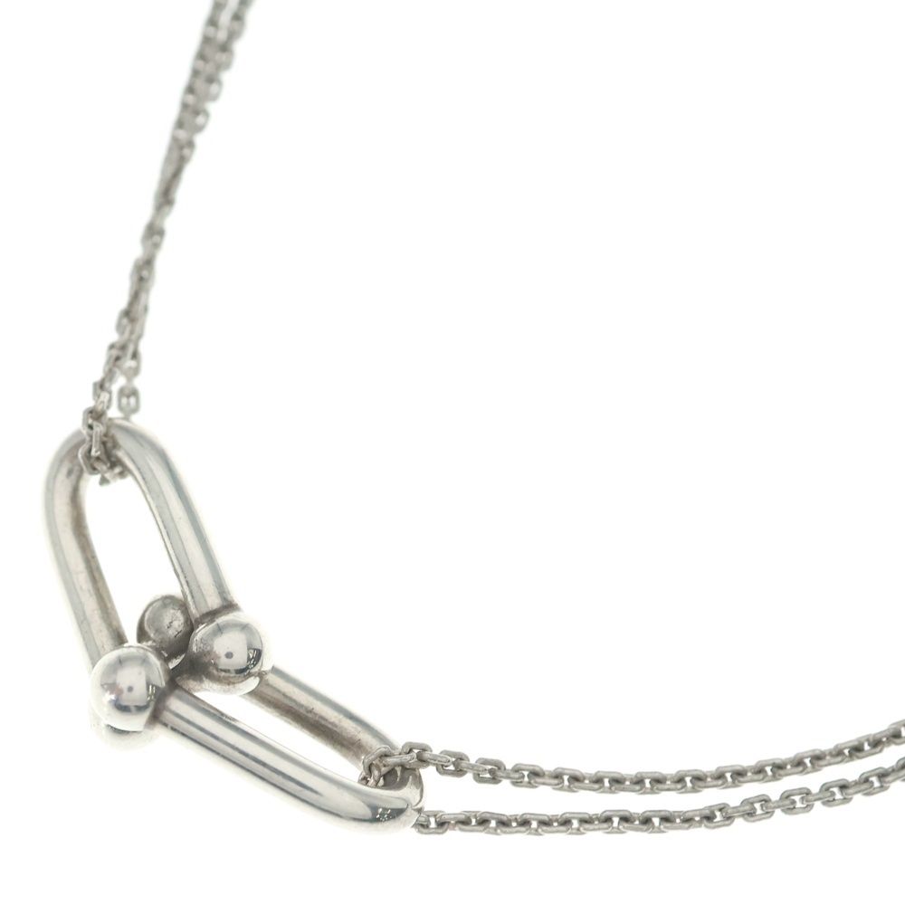Tiffany & Co Large Double Link Pendant Necklace Silver