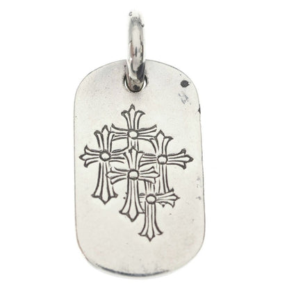 Chrome Hearts D Tag Sml Small Dog Tag Cemetery en Gray Gold Necklace Top Silver