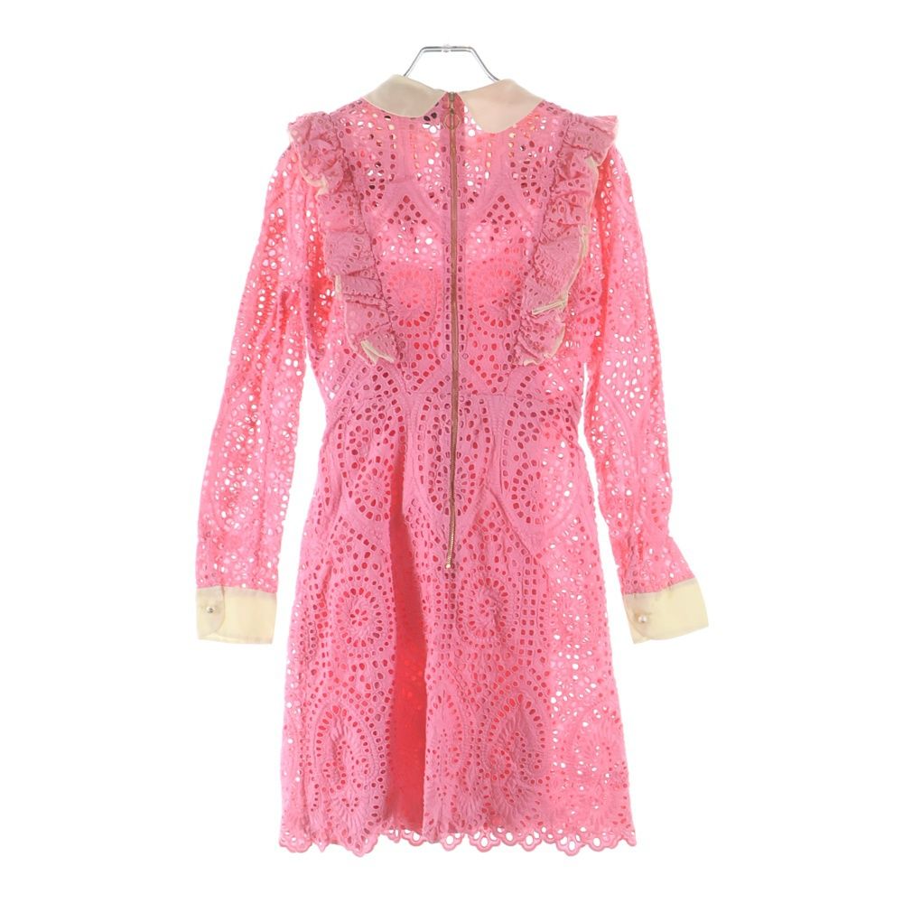 Gucci Silk One Peace Pearl Boudin Lace Dress Pink — view 2