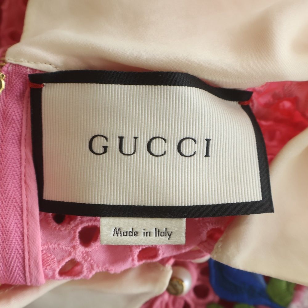 Gucci Silk One Peace Pearl Boudin Lace Dress Pink — view 6