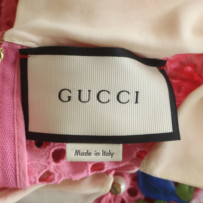 Gucci Silk One Peace Pearl Boudin Lace Dress Pink — view 6