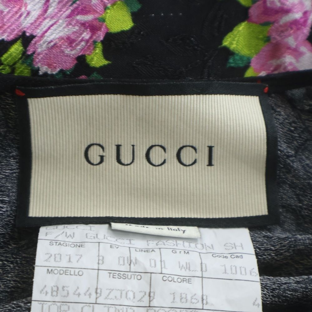 Gucci Climbing Floral Blouse Short Sleeve Black — view 7