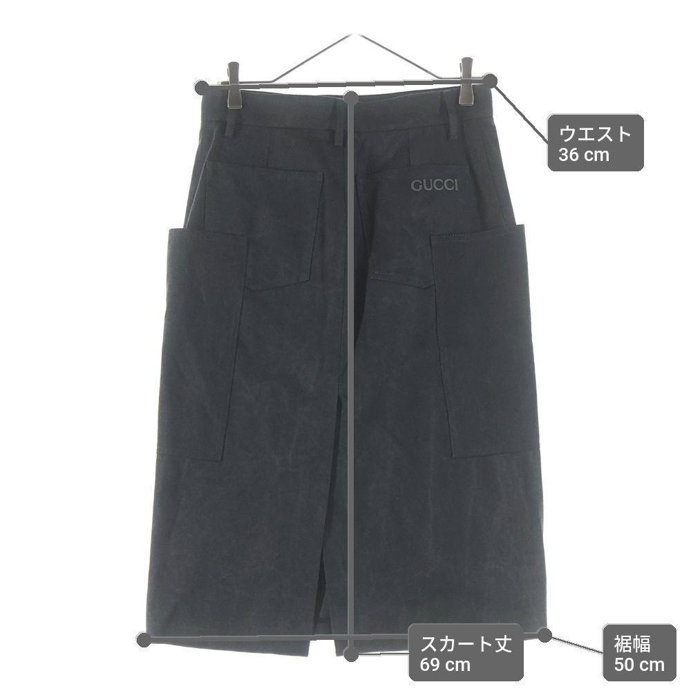 Gucci Mid Length Cotton Canvas Delave Skirt Black — view 9