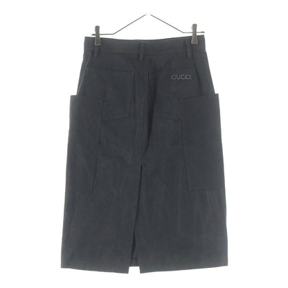 Gucci Mid Length Cotton Canvas Delave Skirt Black — view 2