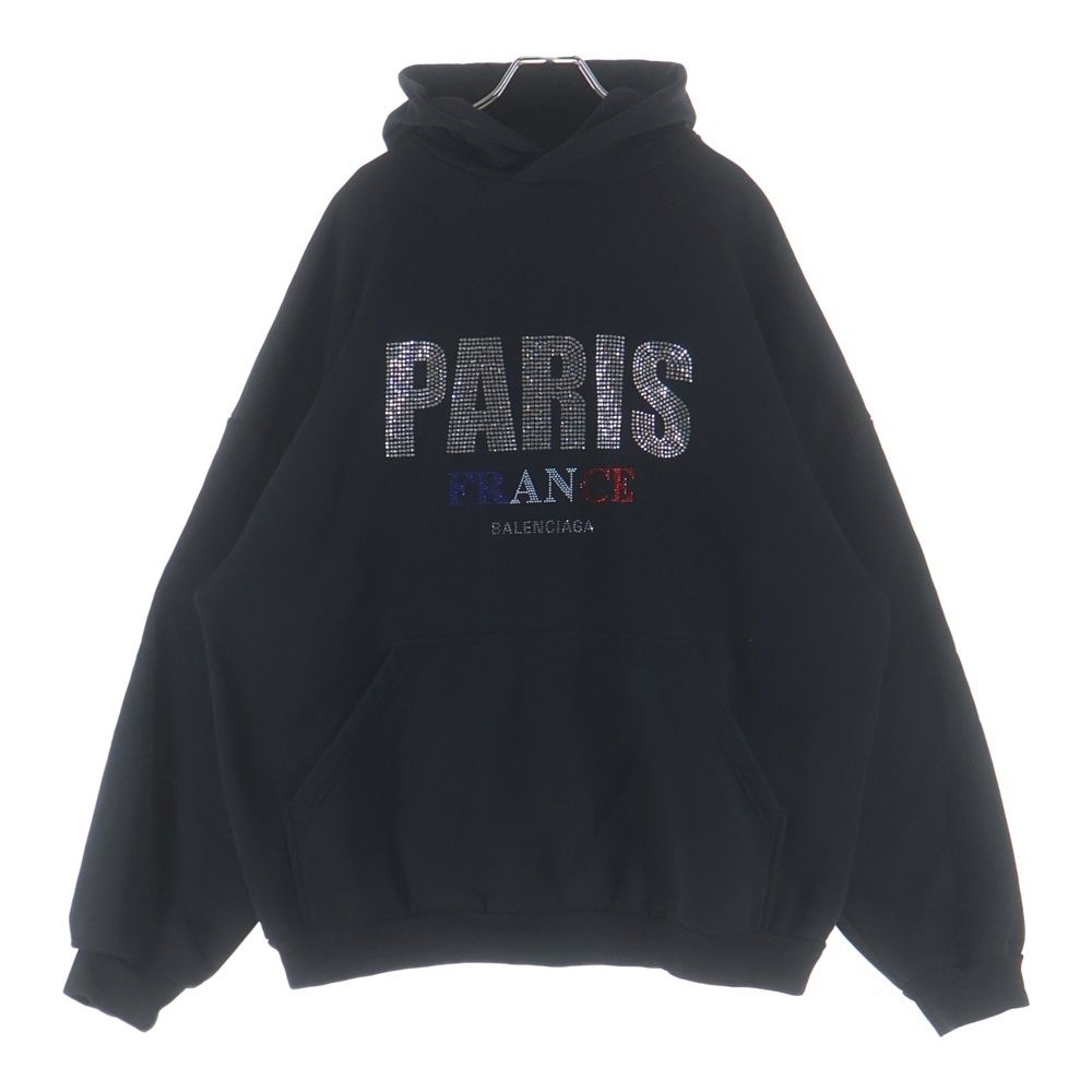 Balenciaga Line Stone Logo Sweatshirt Pullover Hoodie Black