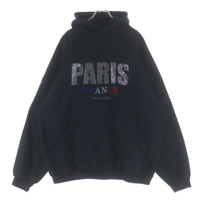 Balenciaga Line Stone Logo Sweatshirt Pullover Hoodie Black