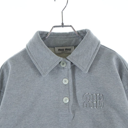 Miu Miu Poplin Layered Cropped Sweatshirt Gray Cotton — view 3
