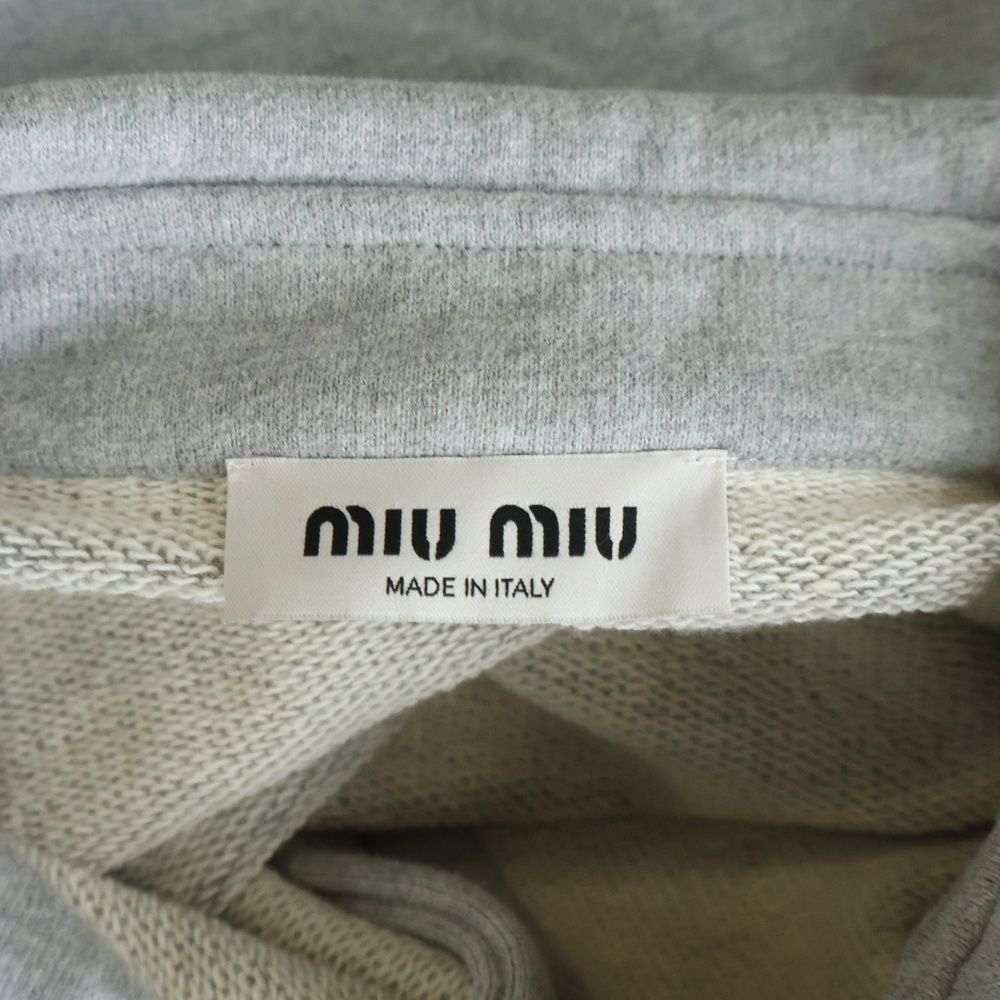 Miu Miu Poplin Layered Cropped Sweatshirt Gray Cotton — view 6