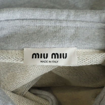 Miu Miu Poplin Layered Cropped Sweatshirt Gray Cotton — view 6