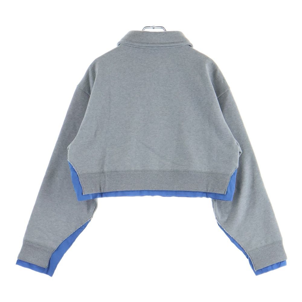 Miu Miu Poplin Layered Cropped Sweatshirt Gray Cotton — view 2