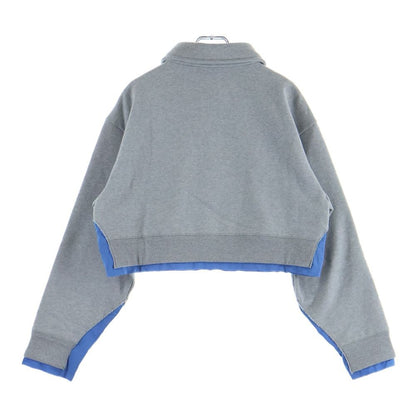Miu Miu Poplin Layered Cropped Sweatshirt Gray Cotton — view 2