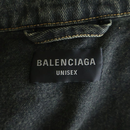 Balenciaga Large Fit Jacket Washed Black Pagoda Metal Logo Large Fit Denim — view 6