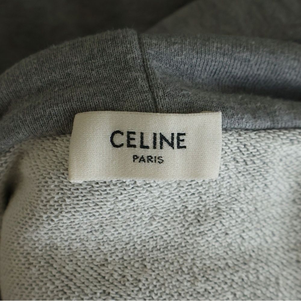 Celine Hoodie Drawstring Pullover Sweatshirt Gray — view 7