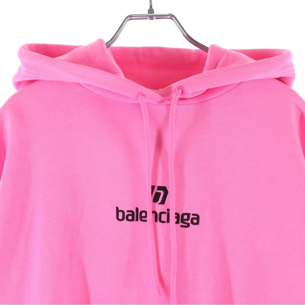 Balenciaga Hoodie Logo Embroidery Pullover Sweatshirt Pink — view 3